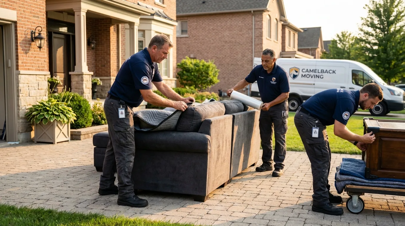 Large estate moving crew wrapping furniture in Hahira, GA